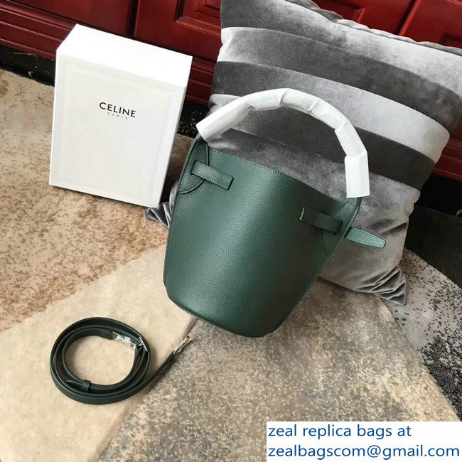 Celine Nano Big Bag Bucket Bag in Grained Calfskin 187243 Green 2019