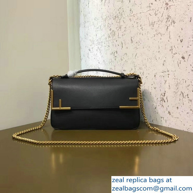 Fendi Medium Baguette FF Logo Glazed Fabric Shoulder Bag Black 2018 - Click Image to Close
