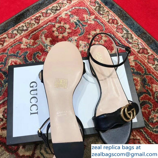 Gucci Leather Double G Flat Sandals 524631 Black 2019