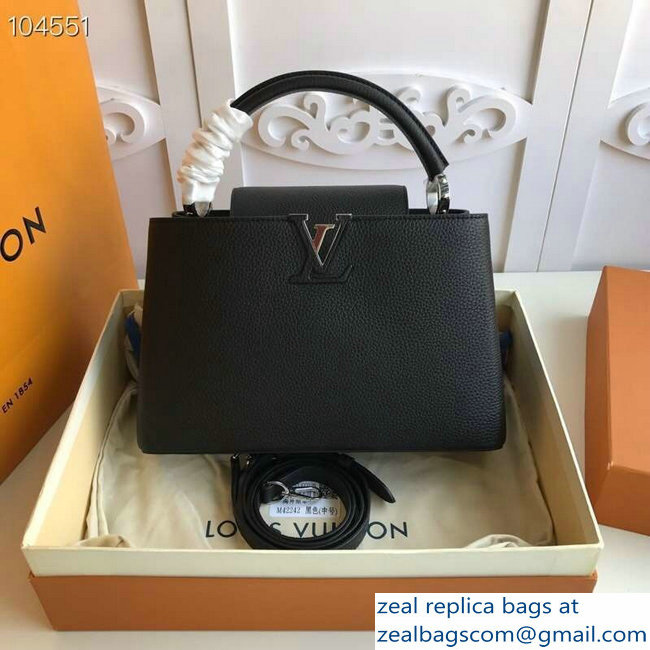 Louis Vuitton Capucines PM Bag M42242 Black/Silver