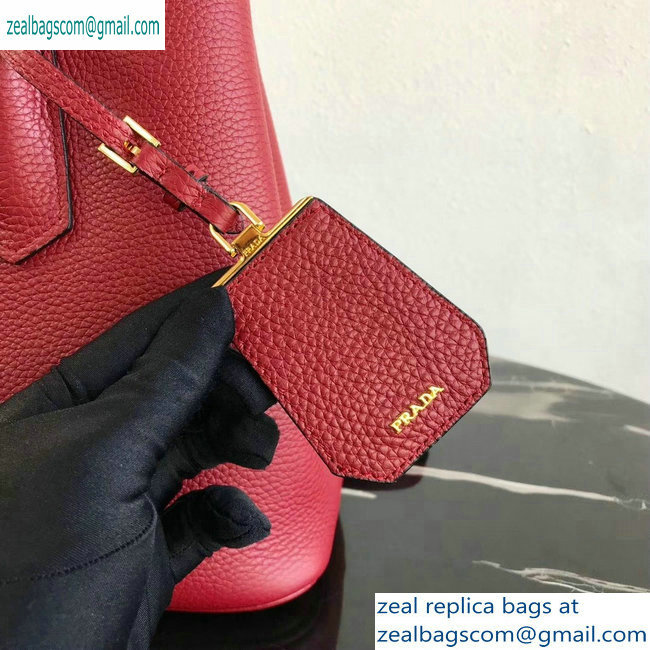 Prada Grained Leather Double Medium Tote Bag 1BG775/1BG008 Red