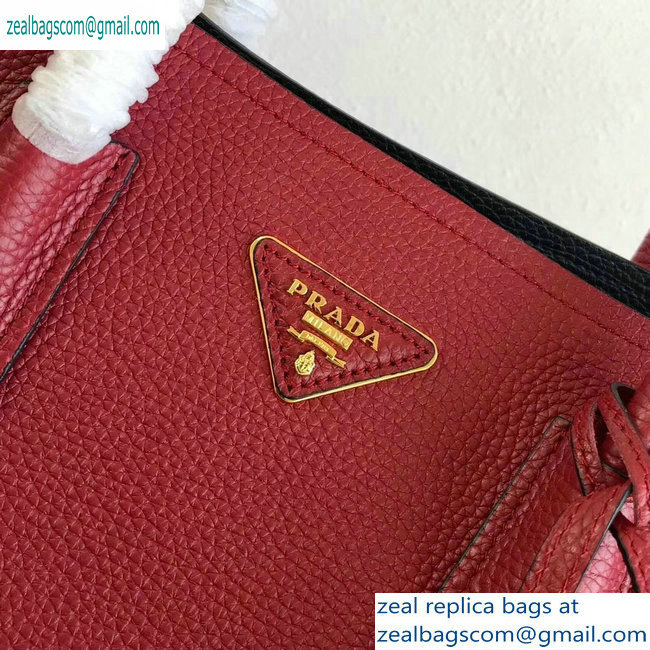 Prada Grained Leather Double Medium Tote Bag 1BG775/1BG008 Red