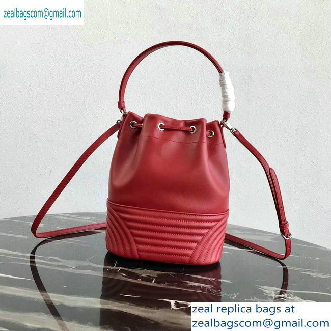 Prada Leather Bucket Bag 1BH038 Red