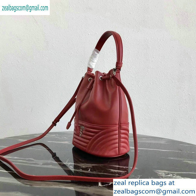 Prada Leather Bucket Bag 1BH038 Red