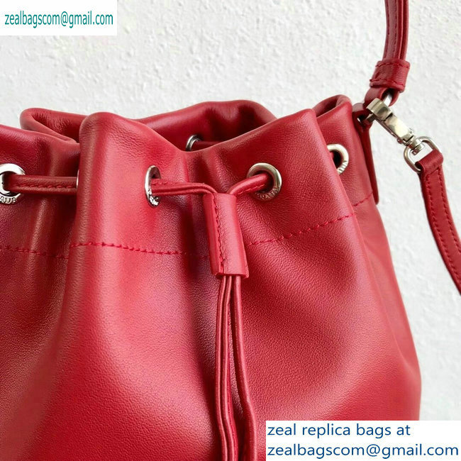 Prada Leather Bucket Bag 1BH038 Red