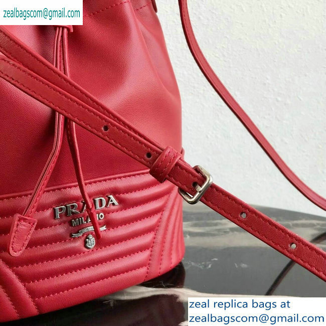 Prada Leather Bucket Bag 1BH038 Red