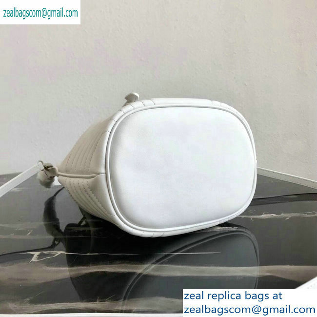 Prada Leather Bucket Bag 1BH038 White