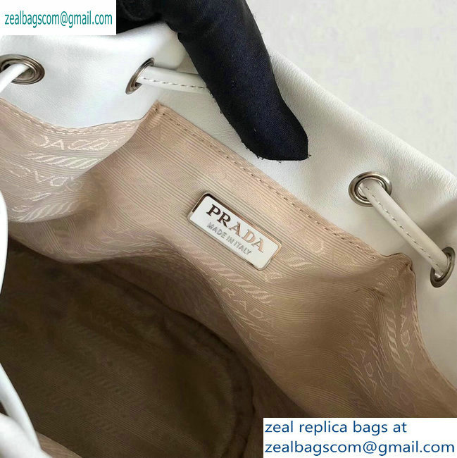 Prada Leather Bucket Bag 1BH038 White