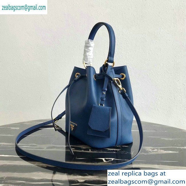 Prada Saffiano Leather Bucket Bag 1BZ032 Blue