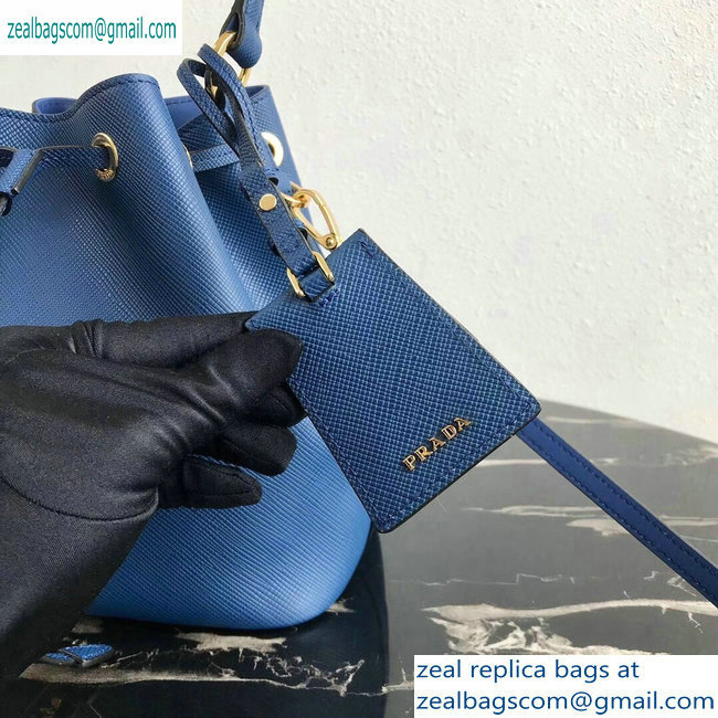 Prada Saffiano Leather Bucket Bag 1BZ032 Blue