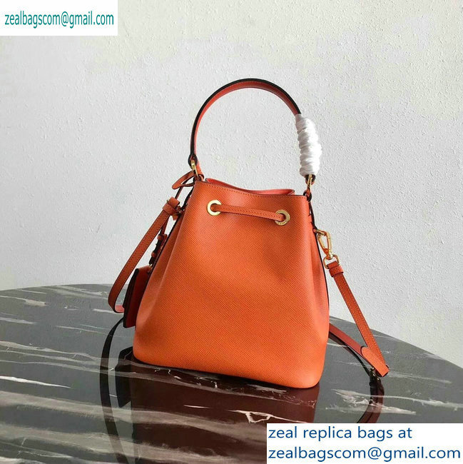 Prada Saffiano Leather Bucket Bag 1BZ032 Orange