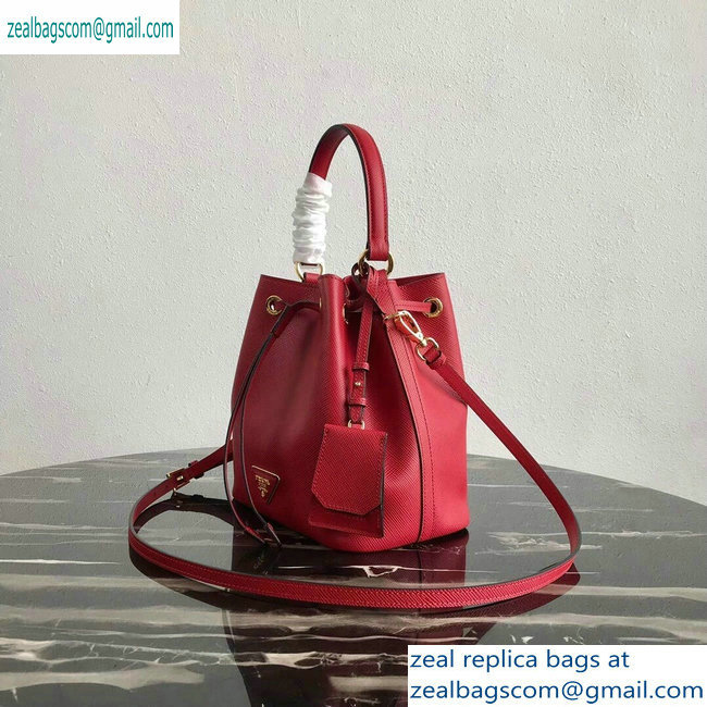 Prada Saffiano Leather Bucket Bag 1BZ032 Red