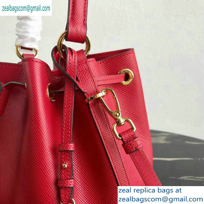 Prada Saffiano Leather Bucket Bag 1BZ032 Red