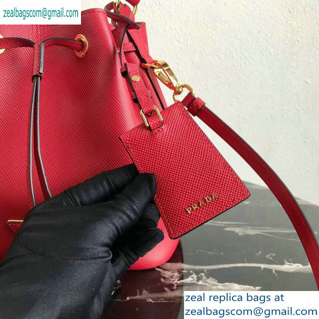 Prada Saffiano Leather Bucket Bag 1BZ032 Red