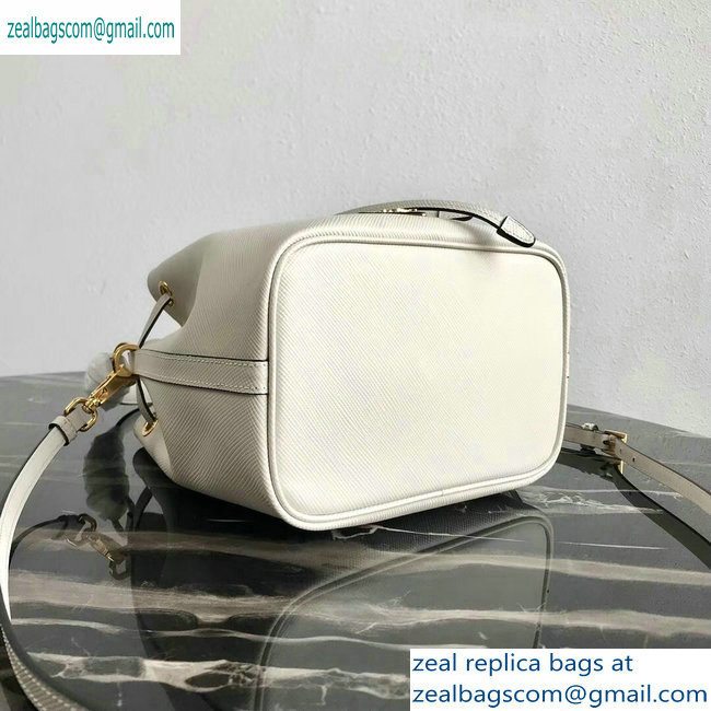 Prada Saffiano Leather Bucket Bag 1BZ032 White