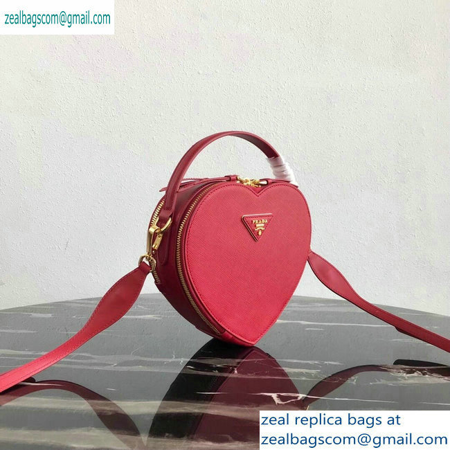 Prada Saffiano Leather Heart Odette Bag 1BH144 Red 2019