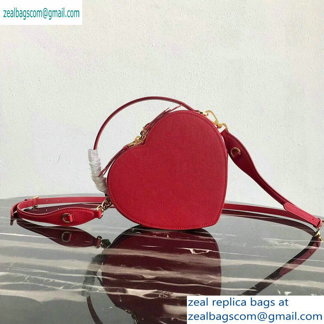 Prada Saffiano Leather Heart Odette Bag 1BH144 Red 2019