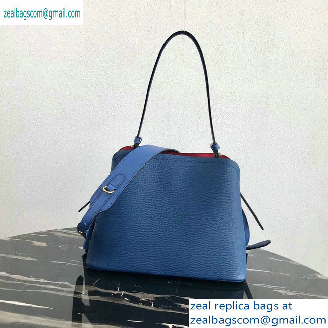 Prada Saffiano Leather Matinee Small Handbag 1BA251 Blue 2019