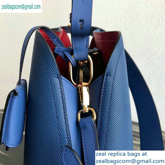 Prada Saffiano Leather Matinee Small Handbag 1BA251 Blue 2019