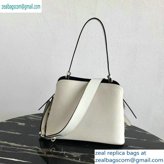 Prada Saffiano Leather Matinee Small Handbag 1BA251 White 2019