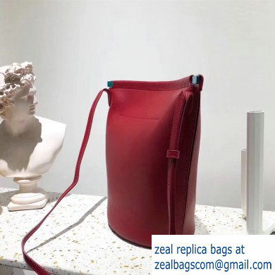 Celine Clasp Bucket Bag in Calfskin Red 2019