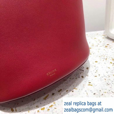 Celine Clasp Bucket Bag in Calfskin Red 2019