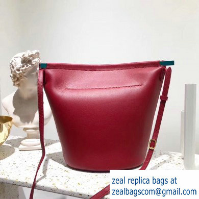 Celine Clasp Bucket Bag in Calfskin Red 2019