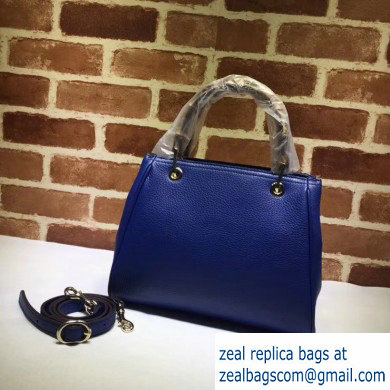 Gucci Leather Bamboo Shopper Small Shoulder Tote Bag 336032 Blue