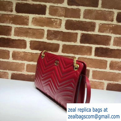 Gucci Leather GG Marmont Matelasse Medium Shoulder Bag 524592 Red