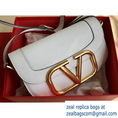 Valentino Supervee Calfskin Crossbody Large Bag White/Gold 2020