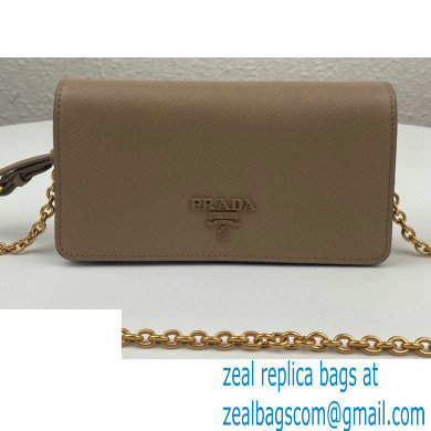 Prada Saffiano Leather Mini Bag with Chain Strap 1DH029 Beige 2020