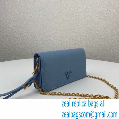 Prada Saffiano Leather Mini Bag with Chain Strap 1DH029 Light Blue 2020