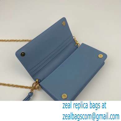 Prada Saffiano Leather Mini Bag with Chain Strap 1DH029 Light Blue 2020