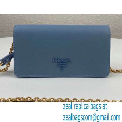 Prada Saffiano Leather Mini Bag with Chain Strap 1DH029 Light Blue 2020