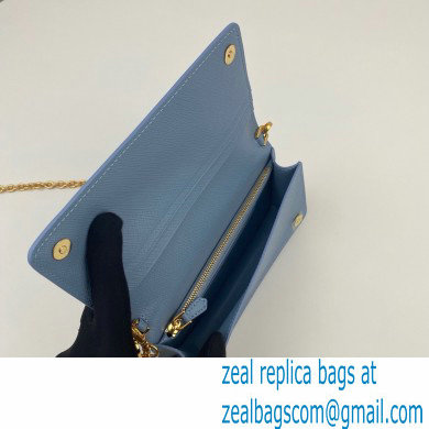 Prada Saffiano Leather Mini Bag with Chain Strap 1DH029 Light Blue 2020