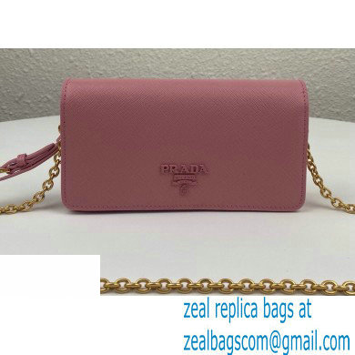 Prada Saffiano Leather Mini Bag with Chain Strap 1DH029 Pink 2020