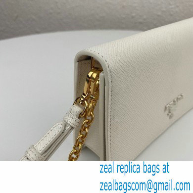 Prada Saffiano Leather Mini Bag with Chain Strap 1DH029 White 2020