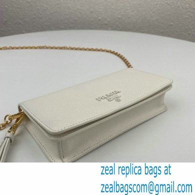 Prada Saffiano Leather Mini Bag with Chain Strap 1DH029 White 2020