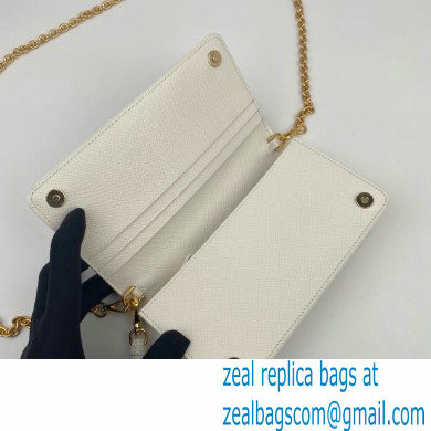 Prada Saffiano Leather Mini Bag with Chain Strap 1DH029 White 2020