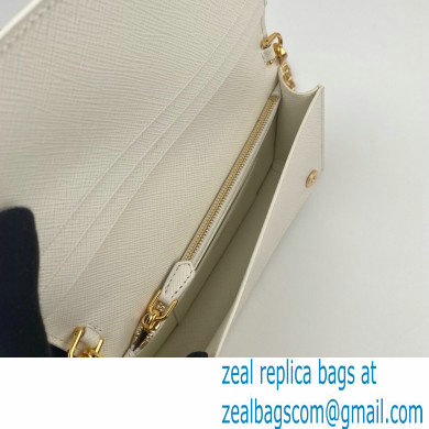 Prada Saffiano Leather Mini Bag with Chain Strap 1DH029 White 2020