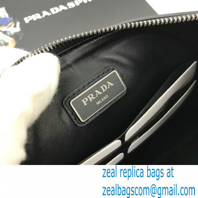 Prada Saffiano Leather Pouch Clutch Bag 2NG05V Black/Blue