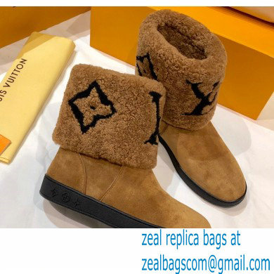 Louis Vuitton Shearling Snowdrop Flat Ankle Boots Brown 2020