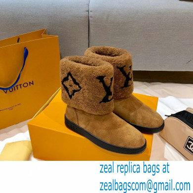 Louis Vuitton Shearling Snowdrop Flat Ankle Boots Brown 2020