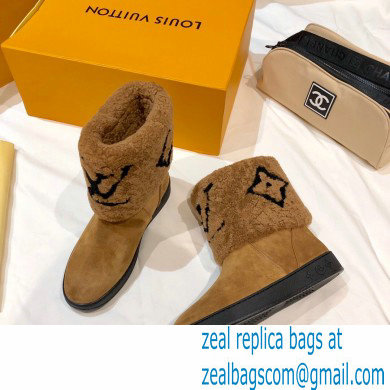 Louis Vuitton Shearling Snowdrop Flat Ankle Boots Brown 2020