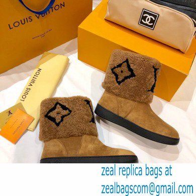 Louis Vuitton Shearling Snowdrop Flat Ankle Boots Brown 2020