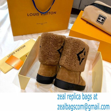 Louis Vuitton Shearling Snowdrop Flat Ankle Boots Brown 2020