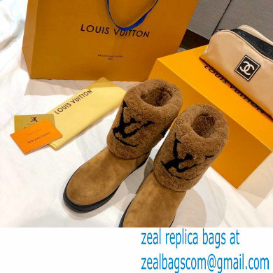 Louis Vuitton Shearling Snowdrop Flat Ankle Boots Brown 2020