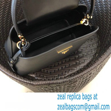 Prada Medium Saffiano Leather Matinee Bag 1BA282 Black 2020