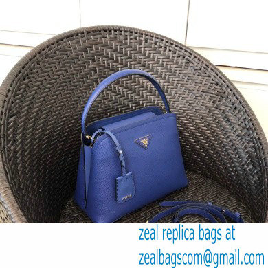 Prada Medium Saffiano Leather Matinee Bag 1BA282 Blue 2020