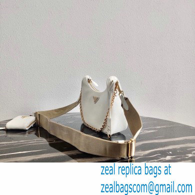 Prada Re-Edition 2005 Saffiano Leather Shoulder Hobo Bag 1BH204 White/Gold 2020